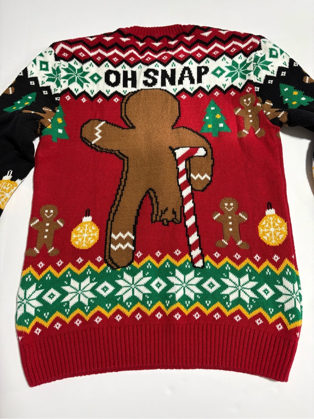 Ugly Christmas Sweater Red Gingerbread "OH SNAP" Crewneck size M - Picture 2 of 7